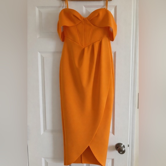 ASOS Yellow Draped Midi Dress - Picture 4 of 4